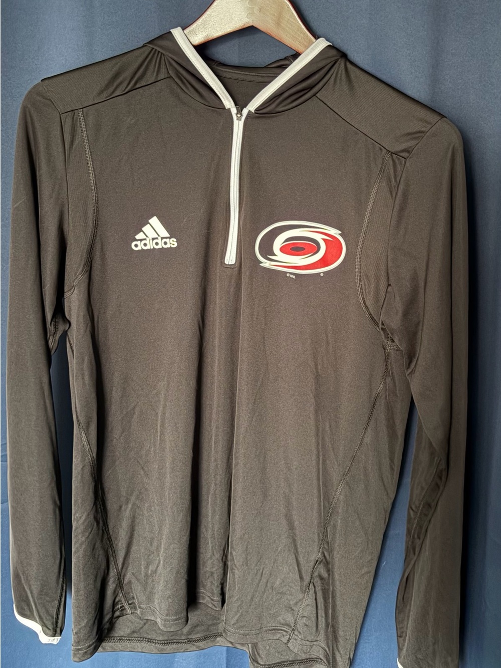 Carolina Hurricanes Adidas Men’s Black Quarter Zip Performance Hoodie Size M